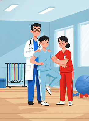 JPG 신체 일러스트 의학 협력 건강 치료 운동 운동기구 환자 도구 도움 연습 과제 물리치료 재활 치료사 국내일러스트 직업 컨셉 헬스 파일형식