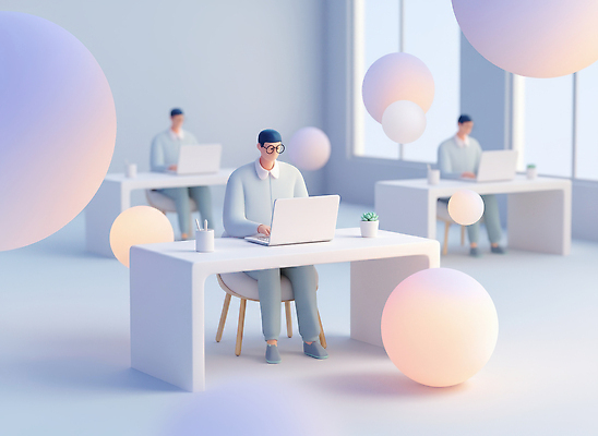 JPG 편집이미지 디자인 컬러 직장 사람 노트북 인테리어 컴퓨터 사무실 환경 작업 집중 구슬 창의성 디지털노마드 편집3D 컨셉 회사 비즈니스 정보기술 전자제품 3D 파일형식