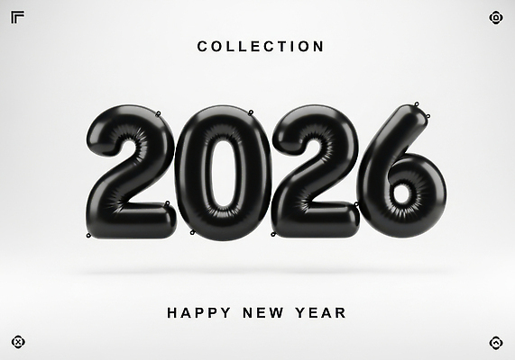 JPG 편집이미지 디자인 백그라운드 새해 기념 장식 숫자 디지털 검은색 축하 모던 풍선 연말 2026년 편집3D 문자 컬러 컨셉 3D 연도 파일형식