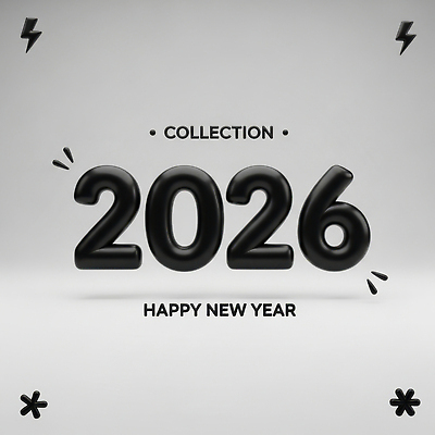 JPG 편집이미지 디자인 새해 미술 이벤트 장식 숫자 검은색 전시 축하 분위기 그림 2026년 편집3D 문자 컬러 컨셉 문화예술 3D 연도 파일형식