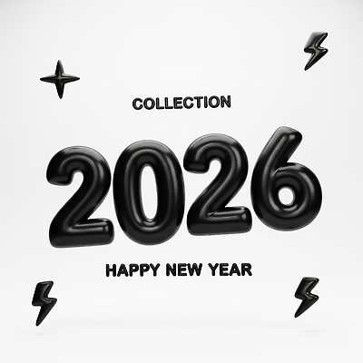 JPG 편집이미지 디자인 백그라운드 전구 불꽃 새해 기념 흑백 그래픽 축하 인사 그림 독창 2026년 편집3D 컨셉 불 촬영기법 3D 예절 연도 파일형식