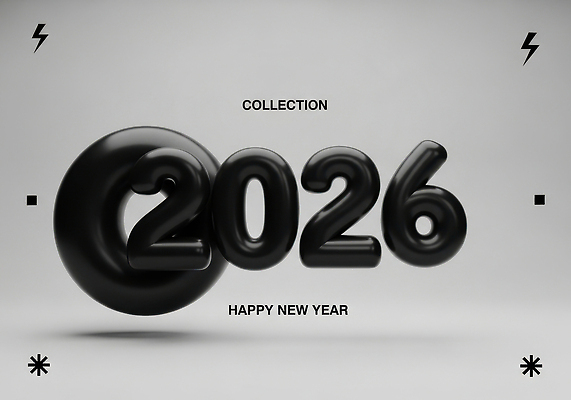 JPG 편집이미지 디자인 텍스트 새해 기념 그래픽 숫자 유행 검은색 축하 모던 그림 구성 2026년 편집3D 문자 컬러 컨셉 3D 연도 파일형식