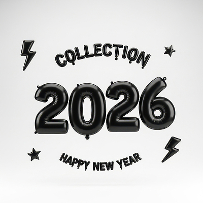 JPG 편집이미지 디자인 별 새해 기념 이벤트 장식 파티 검은색 축제 축하 메시지 분위기 번개 풍선 2026년 편집3D 자연요소 컬러 컨셉 날씨 3D 연도 파일형식