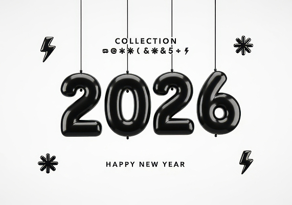 JPG 편집이미지 디자인 행복 새해 기념 이벤트 장식 파티 검은색 희망 축하 메시지 분위기 축복 풍선 2026년 편집3D 감정 컬러 컨셉 3D 연도 파일형식