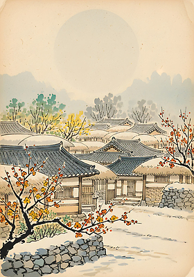 JPG 나무 전통 건축 꽃 문화 예술 설경 겨울 일러스트 자연 한옥 한국 풍경 평화 절기 조용 뷰티풀 국내일러스트 식물 한국전통 계절 아시아 컨셉 고건축 생태계 파일형식