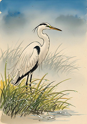 JPG 동물 일러스트 자연 조류 하늘 생명 풍경 초원 물 평화 환경 고요 물방울 관찰 숲 백로 절기 생태계 장면 조화 뷰티풀 국내일러스트 자연요소 계절 컨셉 모션 파일형식