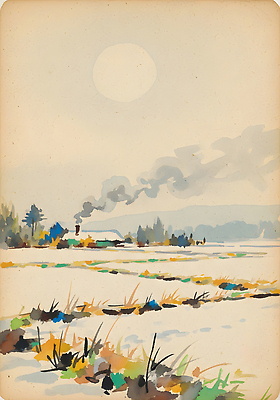 JPG 겨울 일러스트 자연 하늘 아침 미술 풍경 초원 태양 농장 평화 고요 농촌 시골 연기 절기 작품 감성 멀리 국내일러스트 주간 자연요소 계절 컨셉 농업 문화예술 생태계 파일형식