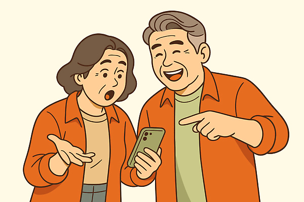 커플 일러스트 손가락 가족 관계 기술 표정 대화 두명 일상 스마트폰 스크린 놀람 정보 연령 즐거움 점심 발견 소통 반응 국내일러스트 AI파일 손 감정 컨셉 말하기 사람 라이프 핸드폰 스마트기기 파일형식 벡터