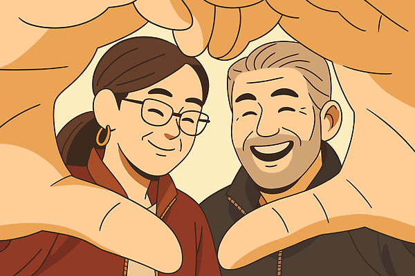 손 커플 행복 포즈 일러스트 관계 따뜻함 표정 사랑 미소 웃음 사람 두명 하트 마음 공유 소통 색감 순간 국내일러스트 AI파일 모양 감정 컨셉 신체부위 파일형식 벡터