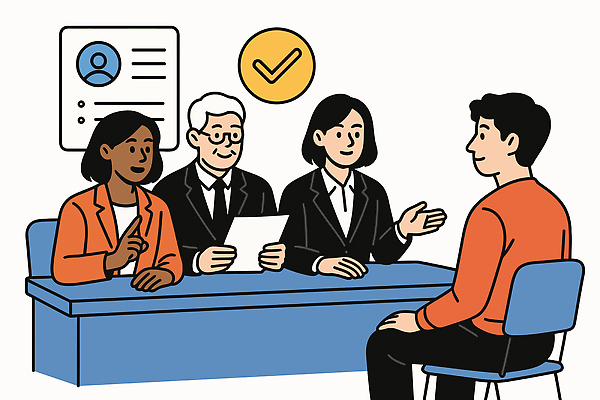 직업 일러스트 협력 직장 대화 구직 인사 체험 결과 질문 준비 면접 일자리 판결 평가 면접관 국내일러스트 AI파일 컨셉 회사 비즈니스 말하기 예절 파일형식 벡터