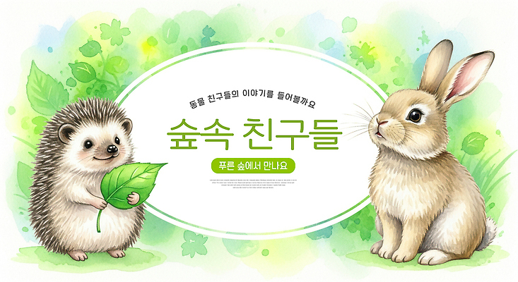 JPG 동물 캐릭터 잎 일러스트 자연 생명 동화 이야기 초원 친구 평화 만남 토끼 시간 숲 즐거움 그림 고슴도치 상상력 색채 국내일러스트 식물 감정 컨셉 포유류 관계 반려동물 생태계 파일형식