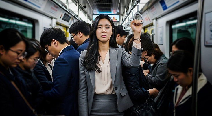 JPG 편집이미지 여자 대중교통 손잡이 일상 생활 도시 직장인 전철 승차 출근 바쁨 전철역 통근 편집실사 직업 육상교통 교통수단 모션 사람 라이프 역 CG 출퇴근 파일형식