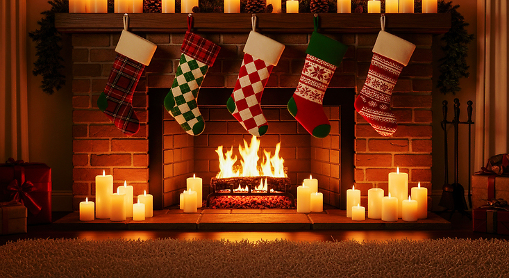 JPG 편집이미지 계절 크리스마스 겨울 촛불 가정 양말 주택 따뜻함 장식 축제 식사 분위기 편안함 벽난로 편집실사 기념일 컨셉 초 건물 감각 CG 파일형식