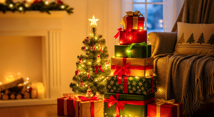 JPG 편집이미지 크리스마스 거실 가족 조명 따뜻함 선물 장식 빨간색 초록색 빛 크리스마스트리 축제 휴일 저녁 편안함 편집실사 기념일 컬러 관계 감각 야간 CG 파일형식