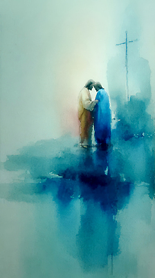 JPG 감정 기독교 종교 예술 컬러 일러스트 자연 수채화 미소 평화 믿음 고요 천주교 기도 예수 고독 명상 그림 번짐 뷰티풀 인물화 겸손 국내일러스트 컨셉 표정 신_종교 생태계 파일형식 효과