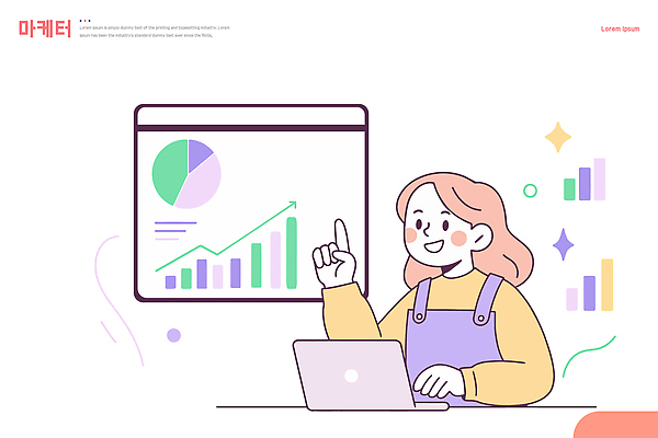 여자 일러스트 비즈니스 성공 회의 그래프 아이디어 기술 설명 사무실 자료 정보 성장 업무 프레젠테이션 분석 기획 전략 마케팅 서류판 국내일러스트 마케터 AI파일 직업 컨셉 모션 사람 사무용품 작업 파일형식 벡터