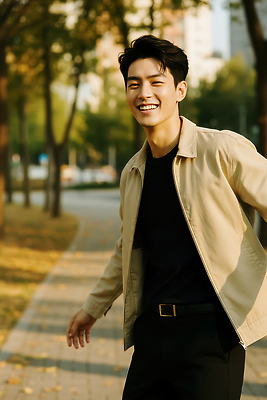 JPG 편집이미지 공원 남자 행복 길 여유 포즈 낙엽 자연 웃음 일상 청춘 햇빛 산책 편집실사 공공시설 감정 컨셉 잎 휴식 표정 사람 라이프 태양 CG 생태계 파일형식