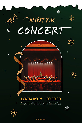 템플릿 포스터 문화 예술 악기 음악 겨울 연주 조명 소리 콘서트 공연 홀 클래식 군중 음악회 오케스트라 이미지템플릿 AI파일 계절 컨셉 문화예술 사람 이벤트 공간 악단 파일형식 벡터