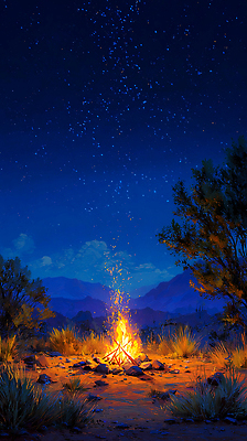 JPG 별 여유 여행 일러스트 자연 하늘 바람 불꽃 따뜻함 풍경 야외 빛 소리 고요 캠핑 사막 저녁 숲 모닥불 화합 국내일러스트 자연요소 감정 불 레저 날씨 야간 생태계 파일형식