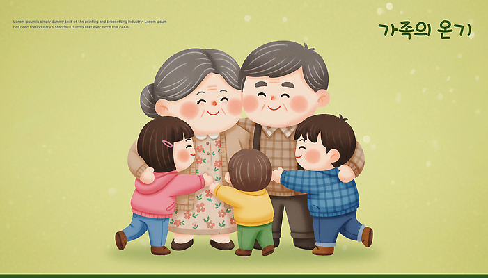 PSD 할아버지 행복 할머니 일러스트 가족 포옹 따뜻함 사랑 웃음 만남 소중 손주 즐거움 그림 순간 유대감 동심 국내일러스트 여자 노년 남자 감정 컨셉 관계 안기 표정 파일형식