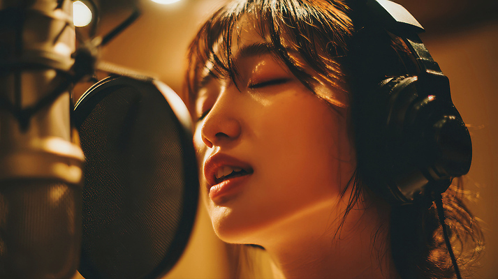 JPG 편집이미지 여자 감정 음악 노래 스튜디오 조명 음악가 음반 집중 연습 마이크 목소리 보컬 아티스트 창작 프로듀서 의료성형뷰티 편집실사 직업 음향기기 컨셉 문화예술 사람 CG 파일형식