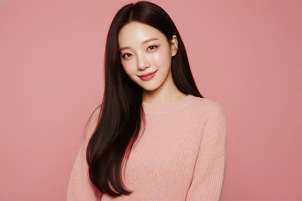 JPG 편집이미지 긴머리 헤어스타일 여자 패션 분홍색 포즈 백그라운드 미소 사람 촬영 매력적 뷰티풀 프로필 의료성형뷰티 스타일 인플루언서 편집실사 AI인물포토 AI콘텐츠 컬러 컨셉 표정 CG 파일형식 유명인 AI포토