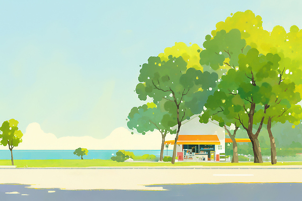 JPG 나무 음료 바다 여행 일러스트 자연 생명 휴식 풍경 해변 여름 평화 상점 일몰 티켓 색감 국내일러스트 식물 계절 컨셉 노을 생태계 파일형식