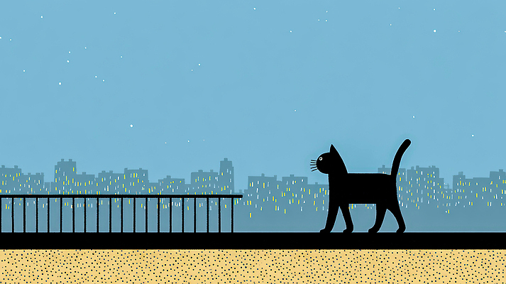 JPG 디자인 실루엣 예술 야경 일러스트 하늘 조명 거리 풍경 건물 일상 빛 평화 걷기 고양이 도시 옥상 루프탑 국내일러스트 AI일러스트 AI콘텐츠 건축물 컨셉 포유류 모션 촬영기법 라이프 반려동물 파티 야간 파일형식 풍경_경치