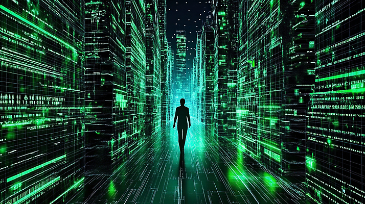 JPG 편집이미지 길 미래 기술 사람 초록색 빛 걷기 디지털 자료 공간 도시 고독 신비 열대우림 데이터베이스 존재 이미지편집 감정 컬러 컨셉 모션 숲 파일형식