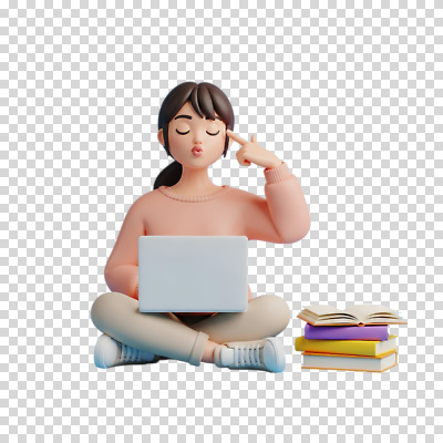 편집이미지 학생 여자 교육 포즈 책 노트북 학습 자료 교양 정보 시간 편안함 집중 과제 PNG 컨셉 사람 전자제품 감각 파일형식