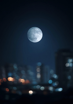 JPG 편집이미지 야경 자연 밤하늘 하늘 조명 풍경 여름 빛 어둠 보름달 도시 달빛 편집실사 계절 달 야간 CG 생태계 파일형식 풍경_경치