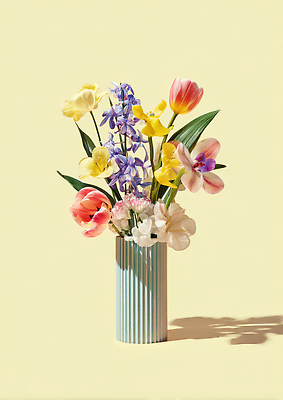 JPG 식물 편집이미지 디자인 꽃 컬러 백그라운드 자연 장식 인테리어 꽃병 봄 분위기 화사함 조화 뷰티풀 생동감 편집실사 AI포토 AI콘텐츠 계절 컨셉 CG 생태계 파일형식