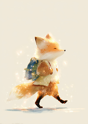 JPG 동물 캐릭터 행복 어린이 여행 백그라운드 가방 일러스트 자연 일상 판타지 소풍 걷기 숲 여우 국내일러스트 AI일러스트 AI콘텐츠 잡화 감정 포유류 모션 상상 사람 라이프 야외활동 생태계 파일형식