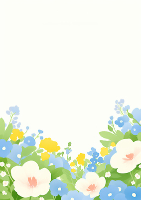 JPG 식물 디자인 꽃 컬러 백그라운드 일러스트 자연 풍경 파란색 노란색 봄 원예 식물원 화단 화사함 조화 뷰티풀 생동감 국내일러스트 AI일러스트 AI콘텐츠 계절 컨셉 취미 생태계 파일형식