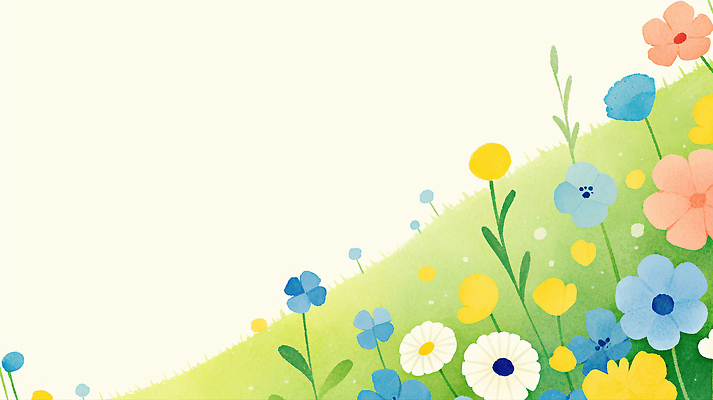 JPG 식물 꽃 분홍색 컬러 백그라운드 꽃밭 일러스트 자연 수채화 풍경 잔디 초록색 여름 파란색 노란색 들꽃 조화 뷰티풀 디지털아트 국내일러스트 AI일러스트 AI콘텐츠 계절 생태계 파일형식