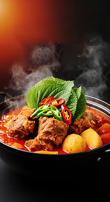 JPG 편집이미지 한식 음식 채소 고추 감자 요리 주방 소고기 고명 향신료 국물 스튜 감자탕 끓이기 편집실사 AI컴퓨터그래픽 AI콘텐츠 모션 육류 CG 향미료 파일형식