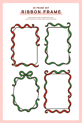 디자인 리본 예술 선 컬러 백그라운드 일러스트 아이디어 프레임 장식 세트 다양 선택 꾸미기 창의성 벡터 국내일러스트 AI파일 다수 컨셉 파일형식