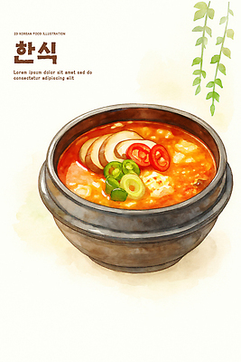 PSD 한식 음식 채소 일러스트 재료 고추 한국 따뜻함 육류 요리 전통음식 도자기 된장찌개 매움 국물 파 건강식 바쁜일상 국내일러스트 전통 아시아 식재료 맛 찌개 파일형식