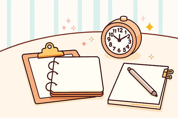 디자인 시계 일러스트 새해 필기구 환경 공책 도구 기록 작업 사무 계획 편안함 집중 책상 정리 시간관리 서류판 창작 국내일러스트 AI파일 가구 컨셉 문구용품 사무용품 업무 감각 파일형식 벡터