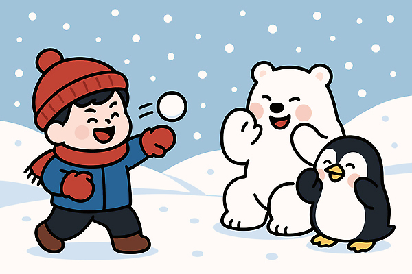 동물 행복 어린이 장갑 겨울 일러스트 곰 가족 자연 놀이 동화 웃음 친구 장난감 눈송이 즐거움 펭귄 눈싸움 국내일러스트 AI파일 잡화 계절 감정 포유류 관계 조류 눈_날씨 표정 사람 생태계 싸움 파일형식 벡터