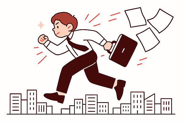 남자 일러스트 회사 직장 사무실 달리기 도시 시간 업무 작업 도심 계획 직원 문서 바쁨 일과 국내일러스트 AI파일 컨셉 비즈니스 모션 사람 파일형식 벡터