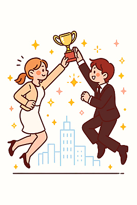 옷 여자 남자 행복 연주 일러스트 모션 성공 협력 달리기 축제 기쁨 축하 도심 트로피 즐거움 순간 국내일러스트 AI파일 감정 음악 컨셉 사람 도시 상_우승 파일형식 벡터