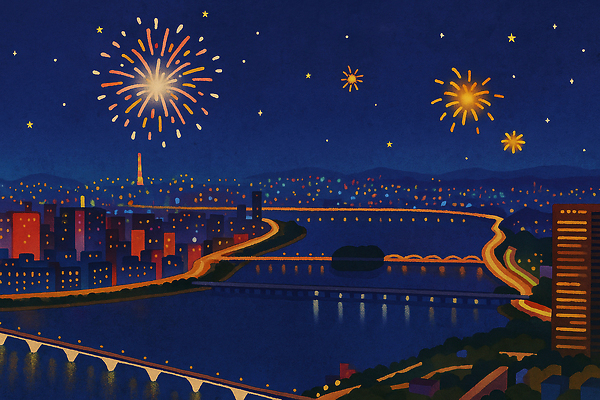 JPG 기념일 야경 일러스트 하늘 불꽃 서울 불꽃놀이 이벤트 여러명 여름 빛 강 축제 도시 즐거움 한강 뷰티풀 카운트다운 경관 국내일러스트 계절 감정 다수 놀이 불 한국 사람 풍경 야간 랜드마크 파일형식 풍경_경치