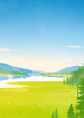 JPG 나무 여행 일러스트 자연 하늘 산 풍경 물 여름 파란색 강 평화 일출 환경 고요 일몰 숲속 숲 자연관찰 탐방 국내일러스트 자연요소 식물 계절 컬러 컨셉 노을 관찰 생태계 파일형식