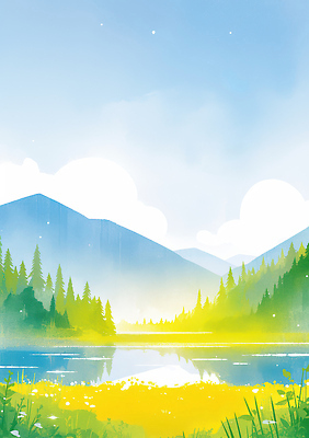 JPG 나무 호수 컬러 일러스트 자연 바람 수채화 산 풍경 초원 여름 반짝임 햇빛 반사 평화 고요 그림 뷰티풀 국내일러스트 자연요소 식물 계절 컨셉 모션 날씨 태양 생태계 파일형식