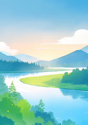 JPG 나무 여행 일러스트 자연 하늘 생명 산 풍경 초원 물 여름 파란색 강 평화 일출 고요 새벽 신선 조화 국내일러스트 자연요소 식물 계절 컬러 컨셉 노을 생태계 파일형식