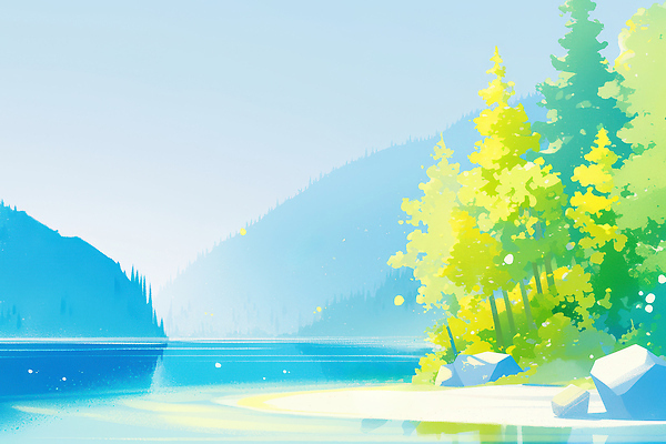 JPG 나무 호수 일러스트 자연 산 풍경 여름 햇빛 평화 산책 수면 숲 조화 뷰티풀 색채 오후 청명 국내일러스트 식물 계절 컨셉 휴식 물 태양 생태계 파일형식
