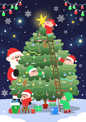 계절 기념일 감정 별 크리스마스 사람 이벤트 장식 파일형식 벡터 산타클로스 크리스마스트리 캐릭터 선물 축제 겨울 어린이 별장식 즐거움 파티 조명 화합 풍경 기쁨 국내일러스트 AI파일 일러스트