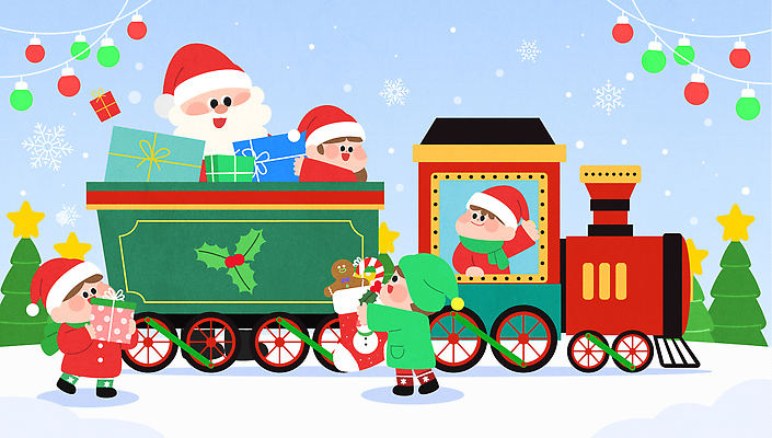 계절 기념일 감정 육상교통 크리스마스 디저트 대중교통 사람 파일형식 벡터 산타클로스 기차 선물 축제 어린이 즐거움 겨울 장식 기쁨 상상 캐릭터 컬러 동물 사탕 행복 국내일러스트 AI파일 일러스트