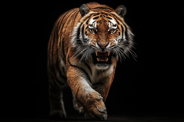 JPG 동물 편집이미지 야생동물 자연 털 어둠 힘 호랑이 고독 위협 생태계 사냥 맹수 편집실사 감정 포유류 CG 파일형식